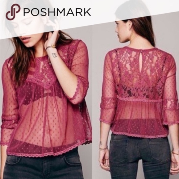 Free People, romance lace top, rich rutabaga color - Picture 1 of 3